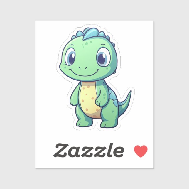 Adesivo Ilustração de dinossauro de desenho animado (Folha)