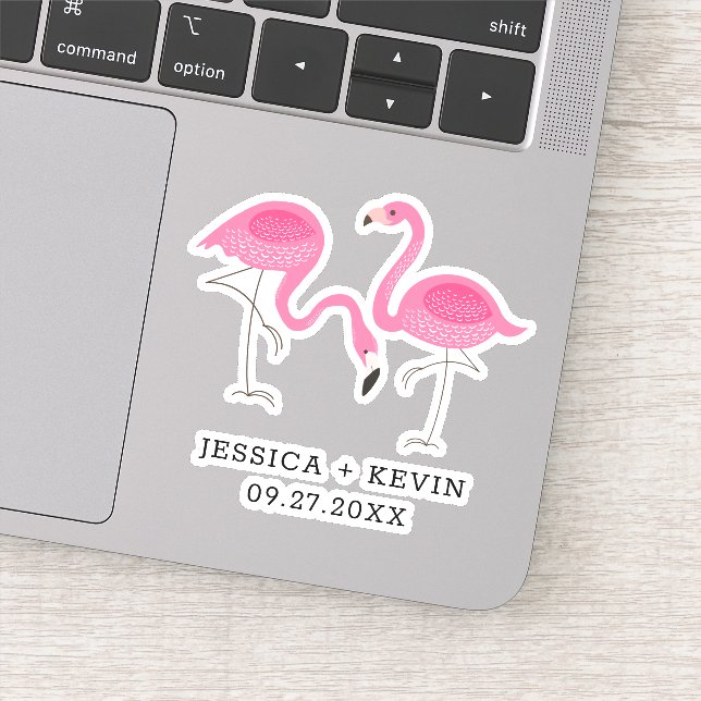 Adesivo Ilustração de Dois Flamingos Rosa (Detalhe)