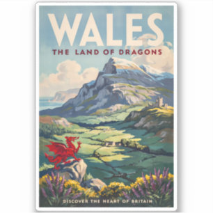Adesivo Ilustração de Dragão do País de Gales Arte de Viag