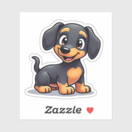 Adesivo Ilustração de Filhote de Dachshund Kawaii Sorriden
