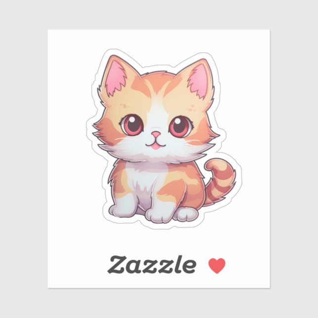 Adesivo Ilustração de gato animado (Folha)