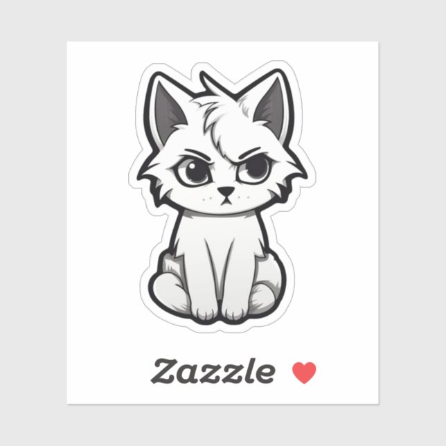 Adesivo Ilustração de gato animado (Folha)