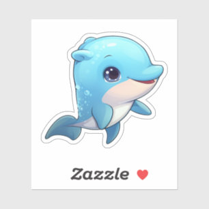 Adesivo Ilustração de golfinho de desenho animado