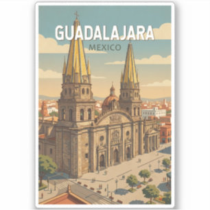Adesivo Ilustração de Guadalajara México Arte de Viagem Vi