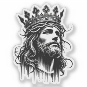 Adesivo Ilustração de Jesus Cristo usando coroa de Rei Art
