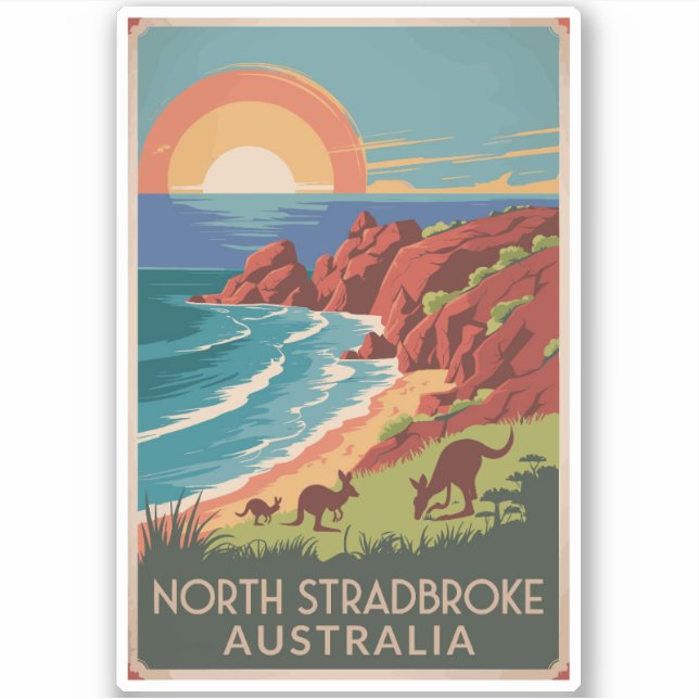 Adesivo Ilustração de Kangaroos Ilha Stradbreak Norte (Frente)