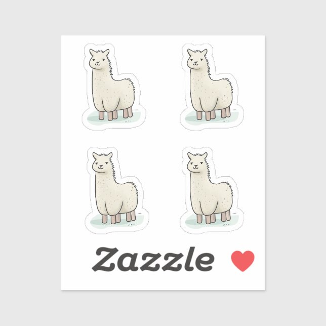 Adesivo Ilustração de Lama Bonita - Lama Adorável e Calma (Folha)