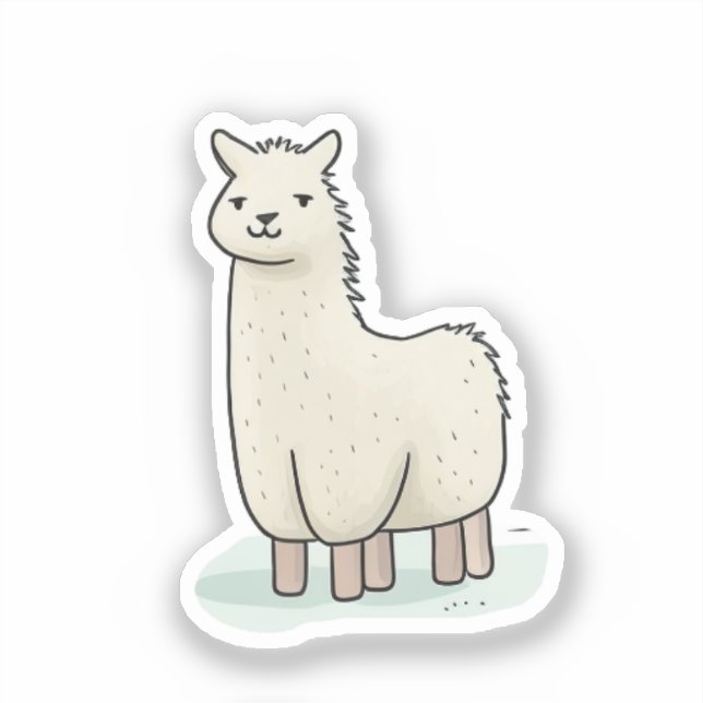 Adesivo Ilustração de Lama Bonita - Lama Adorável e Calma (Frente)