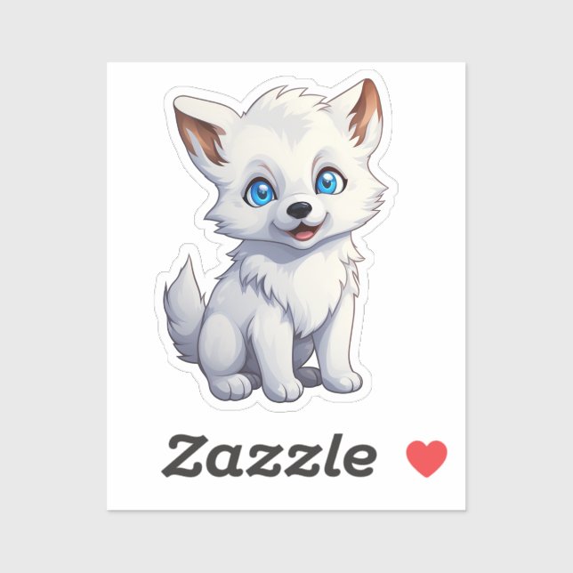 Adesivo Ilustração de lobo de desenho animado (Folha)