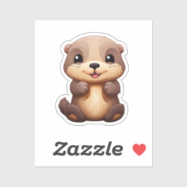 Adesivo Ilustração de lontra de desenho animado