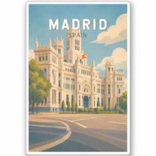 Adesivo Ilustração de Madrid Espanha Viagem Arte Vintage