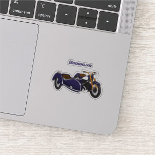 Adesivo Ilustração de motocicleta roxa Sidecar