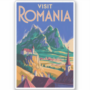 Adesivo Ilustração de Paisagem da Romênia Arte de Viagem V
