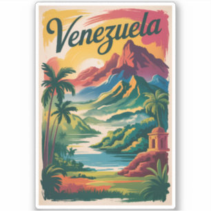 Adesivo Ilustração de Paisagem da Venezuela Arte de Viagem