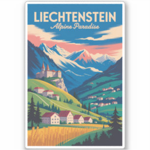 Adesivo Ilustração de Paisagem de Liechtenstein Arte de Vi