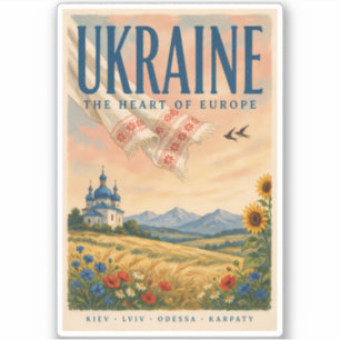 Adesivo Ilustração de Paisagem Ucraniana Viagem