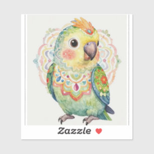 Adesivo Ilustração de Papagaio Decorativo de Arte Popular