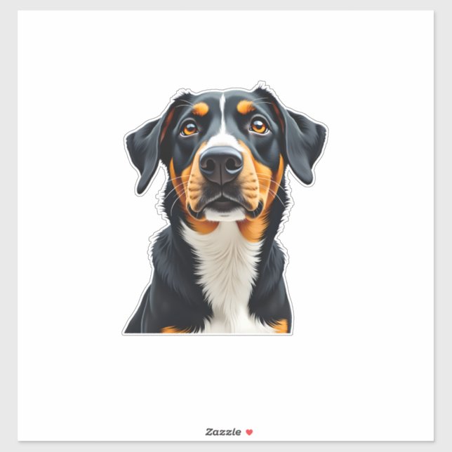 Adesivo Ilustração de retrato de cachorro colorido retrô V (Folha)