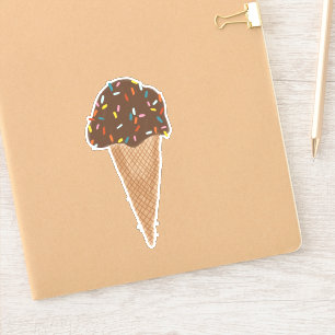 Adesivo Ilustração de Sorvete de Chocolate Cone w Sprinkle
