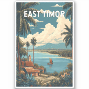 Adesivo Ilustração de Timor-Leste Viagem Arte Vintage