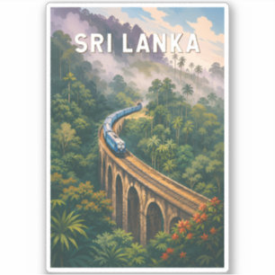 Adesivo Ilustração de Trem do Sri Lanka Arte de Viagem Vin