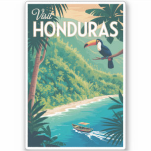 Adesivo Ilustração de Tucano de Honduras Arte de Viagem Vi