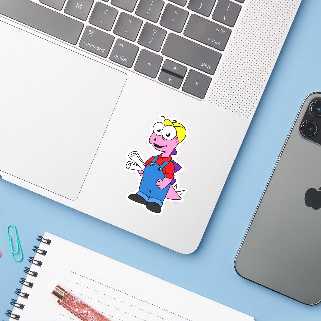 Adesivo Ilustração De Um Trabalhador De Construção De Steg (Notebook com iPhone)