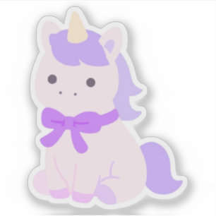 Adesivo Ilustração de Unicórnio Lavanda Fofa Kawaii Pastel