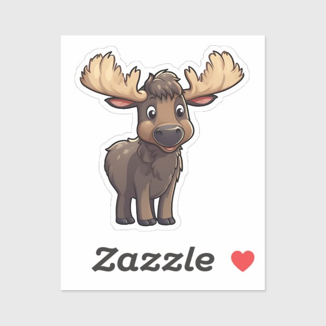 Adesivo Ilustração de veado de desenho animado (Folha)