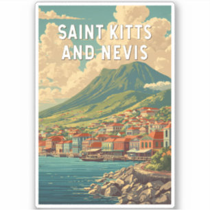 Adesivo Ilustração de Viagem Arte de São Cristóvão e Nevis