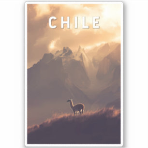 Adesivo Ilustração de viagem Chile Arte Vintage
