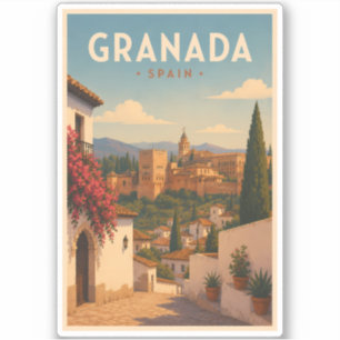 Adesivo Ilustração de Viagem da Alhambra Granada Espanha A
