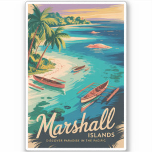 Adesivo Ilustração de viagem da costa das Ilhas Marshall A
