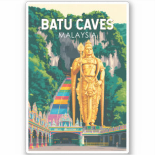 Adesivo Ilustração de viagem de arte retrô das Cavernas de
