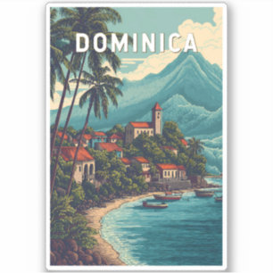 Adesivo Ilustração de viagem de arte vintage de Dominica