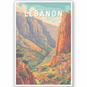 Adesivo Ilustração de viagem de arte vintage do Líbano