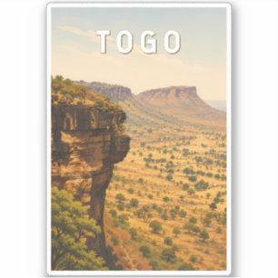 Adesivo Ilustração de Viagem de Arte Vintage do Togo