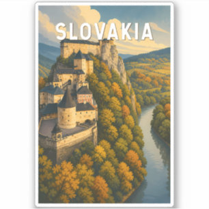 Adesivo Ilustração de Viagem de Arte Vintage Eslováquia