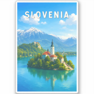 Adesivo Ilustração de Viagem de Arte Vintage Eslovênia