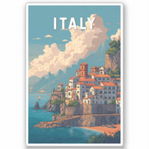 Adesivo Ilustração de viagem de arte vintage Itália