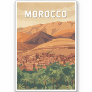 Adesivo Ilustração de Viagem de Arte Vintage Marrocos
