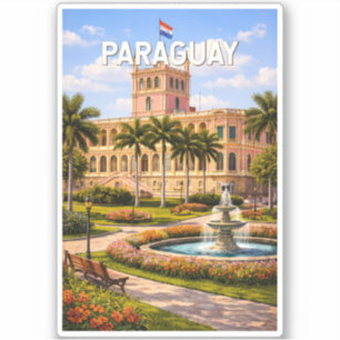 Adesivo Ilustração de viagem de arte vintage no Paraguai