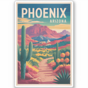 Adesivo Ilustração de Viagem de Arte Vintage Phoenix Arizo