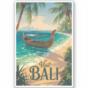 Adesivo Ilustração de Viagem de Bali Indonésia Arte Vintag