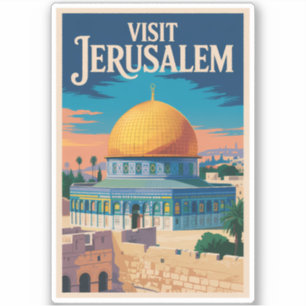 Adesivo Ilustração de Viagem de Jerusalém Israel Arte Vint