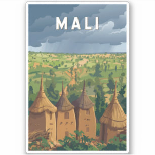 Adesivo Ilustração de Viagem de Mali Arte Vintage
