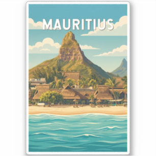 Adesivo Ilustração de viagem de Maurícia Arte Vintage