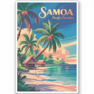 Adesivo Ilustração de viagem de Samoa Praia Arte Vintage