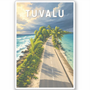 Adesivo Ilustração de Viagem de Tuvalu Arte Vintage