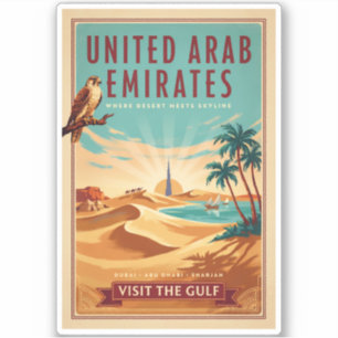 Adesivo Ilustração de viagem do deserto de Dubai dos Emira